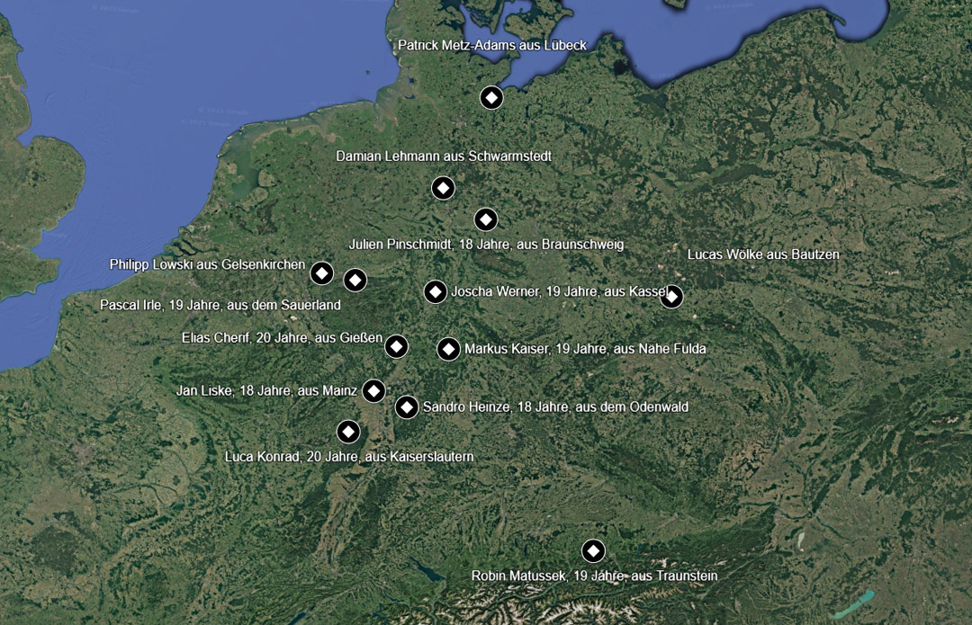 Map: Herkunft der Opfer