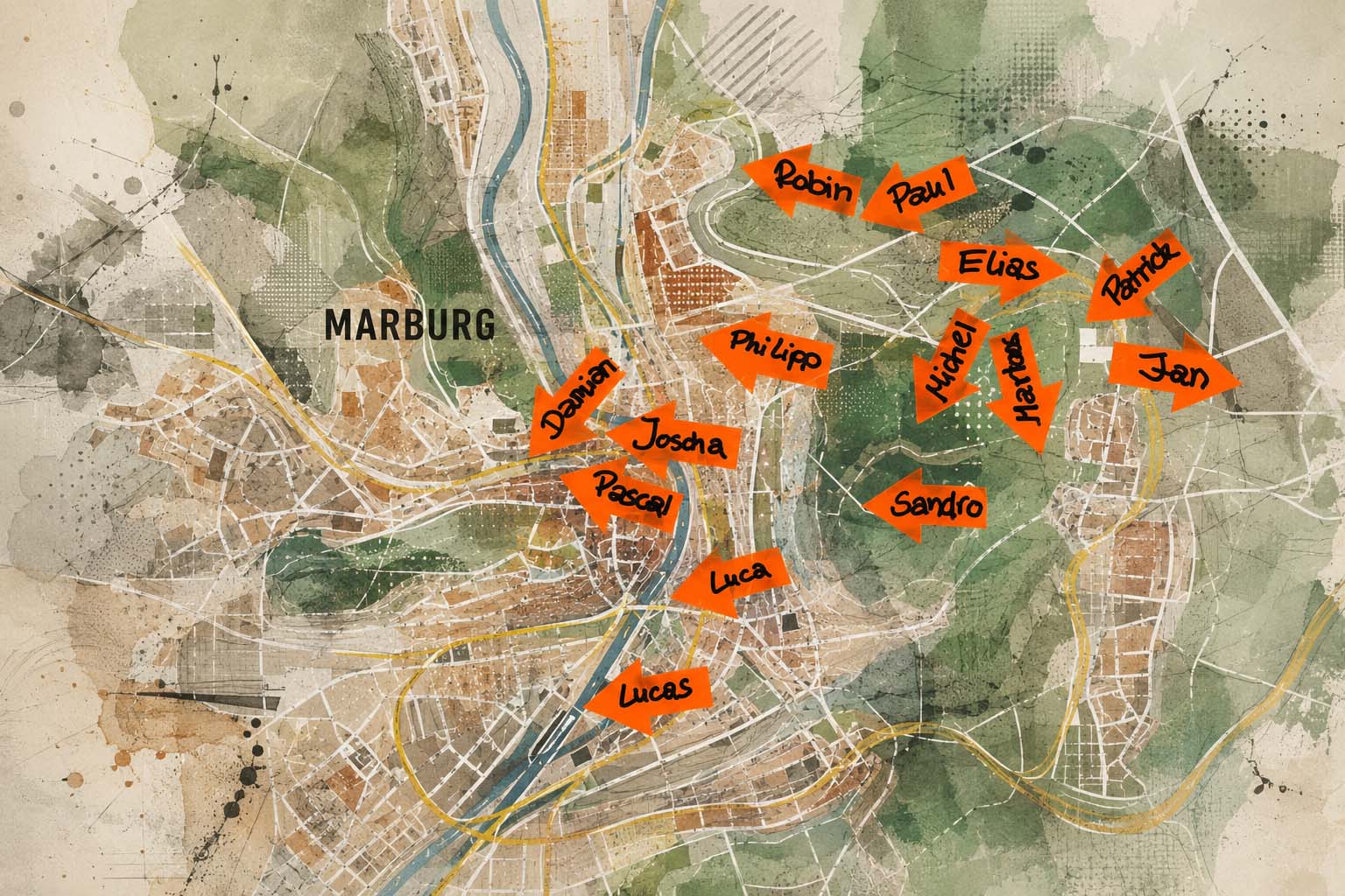 Map: Annas Karte der Fundorte (mit Post-its)